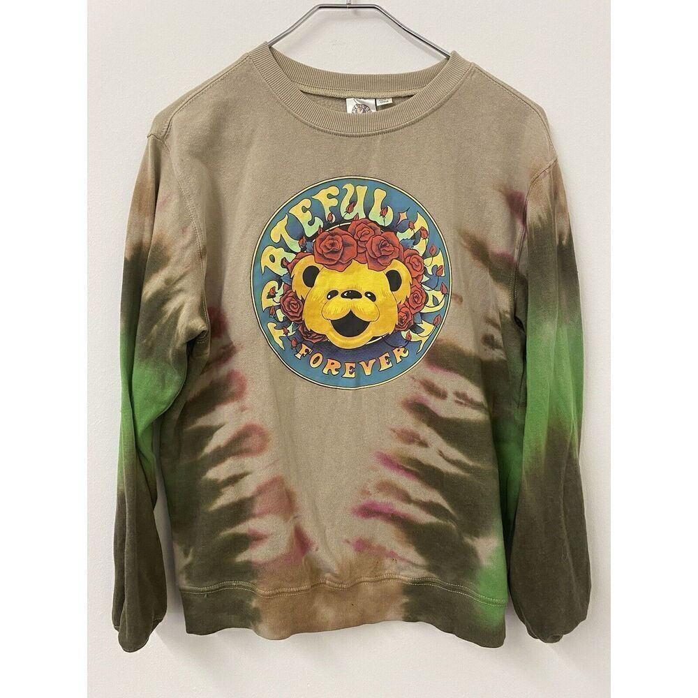 Womens Grateful Dead‎ Graphic Tie Dye Dancing Bear Sweatshirt Small Purple Green